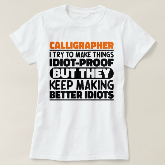 書道家ものづくりに努めるおもしろい諺 Tシャツ (デザイン正面)