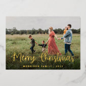 書道家エレガント写真クリスマス 箔シーズンカード (正面)