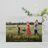 書道家エレガント写真クリスマス 箔シーズンカード (立ち正面)