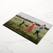 書道家エレガント写真クリスマス 箔シーズンカード (回転した状態)