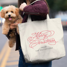 書道家エレガント名メリークリスマス ラージトートバッグ