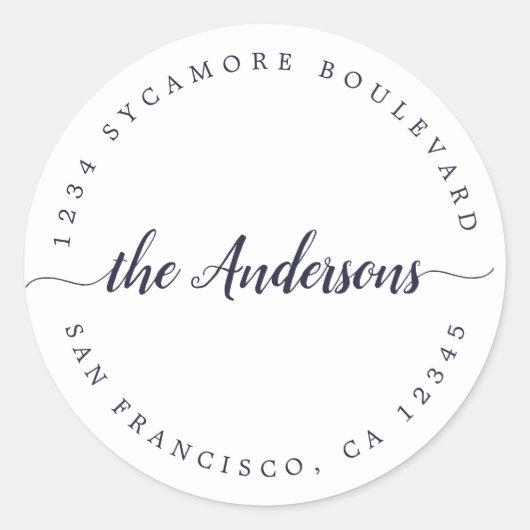 書道家名差出人住所 ラウンドシール (正面)