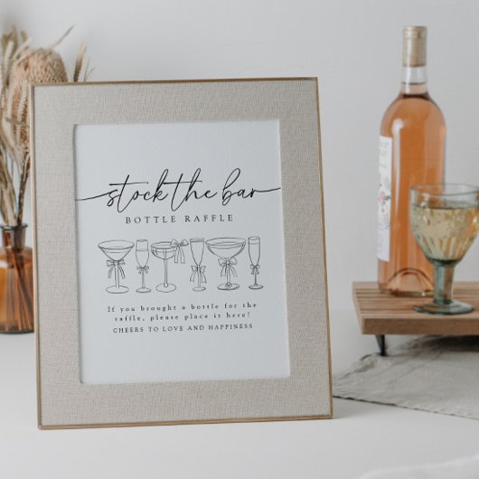 書道弓飲み物ストックバーラッフルサイン ポスター