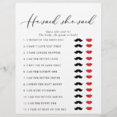 書道彼は彼女はブライダルシャワーゲームを言った (正面)