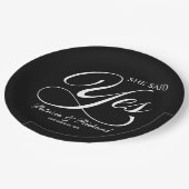 書道彼女はYes婚約パーティブラック ペーパープレート (アングル)