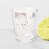 書道愛バーガンディの花の結婚式 ショットグラス (裏面)