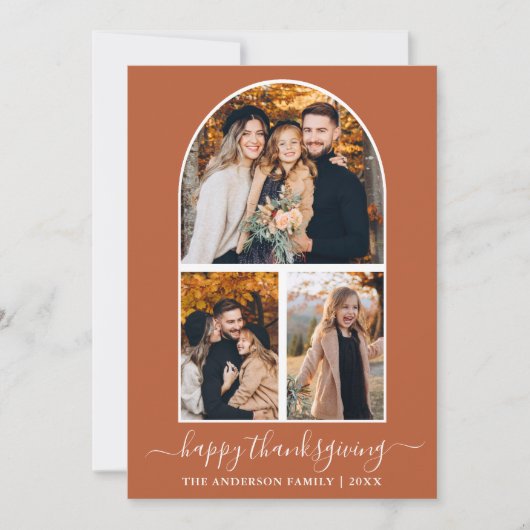 書道感謝祭3フォトアーチテラコッタ シーズンカード (正面)