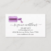 書道手書きエレガント爪、 ネイルポーランドサロン 名刺 (裏面)