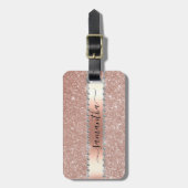 書道手書きダイヤモンドバラ金ゴールドグリッター ラゲッジタグ (正面縦)