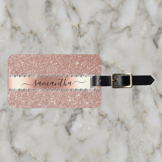 書道手書きダイヤモンドバラ金ゴールドグリッター ラゲッジタグ