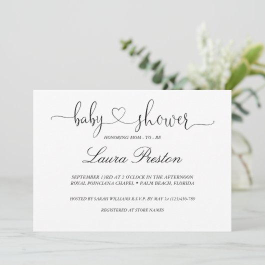 書道手洗い赤ちゃんシャワー招待状 招待状 (スタンド正面)