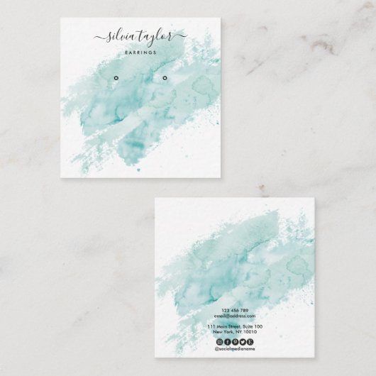 書道抽象芸術イヤリング表示ロゴ事業 スクエア名刺 (正面/裏面)