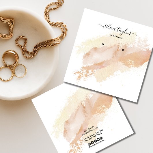 書道抽象芸術イヤリング表示ロゴ事業 スクエア名刺