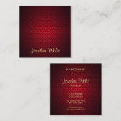 書道文字テンプレートプロフェッショナルレッドダマスク スクエア名刺 (正面/裏面)
