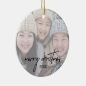 書道暗お洒落色写真メリークリスマス セラミックオーナメント (右)
