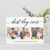 書道最高のの日の結婚3枚の写真 サンキューカード (スタンド正面)