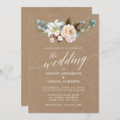 書道植物性フローラ結婚ズクラフト招待状 (正面/裏面)