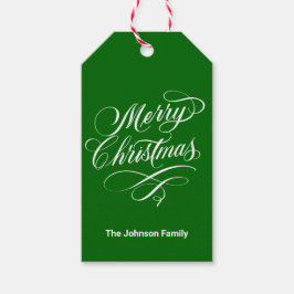 書道楽しいクリスマスグリーン ギフトタグ