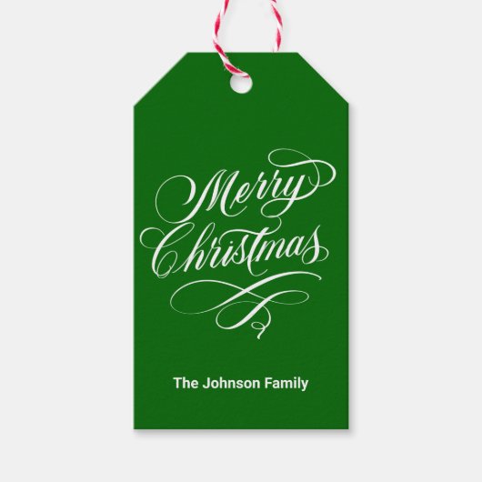 書道楽しいクリスマスグリーン ギフトタグ (正面)