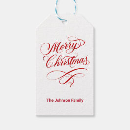 書道楽しいクリスマスホワイトが花開いた ギフトタグ