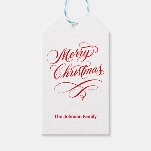 書道楽しいクリスマスホワイトが花開いた ギフトタグ (正面)