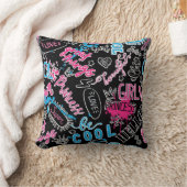 書道標語で女の子のパターン,ハート, wo クッション (ブランケット)