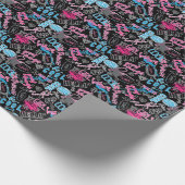 書道標語で女の子のパターン，ハート, wo ラッピングペーパー (角)