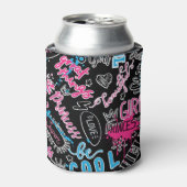 書道標語で女の子のパターン，ハート, wo 缶クーラー (缶正面)