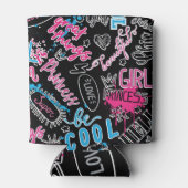 書道標語で女の子のパターン，ハート, wo 缶クーラー (裏面)