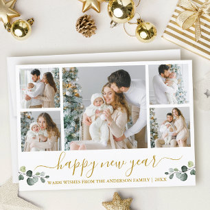 書道水彩ユーカリ新年金ゴールド シーズンカード