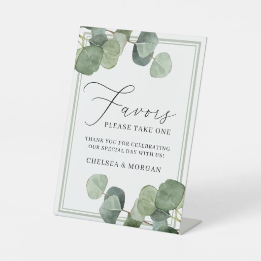 書道水彩ユーカリ結婚式の引き出物 台座サイン (正面)