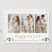 書道水彩ユーカリ金ゴールド新年 シーズンカード (正面)