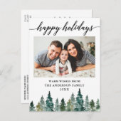 書道水彩松の木フォトホリデー ポストカード (正面/裏面)