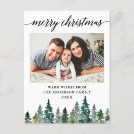 書道水彩松の木写真クリスマス ポストカード