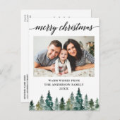 書道水彩松の木写真クリスマス ポストカード (正面/裏面)