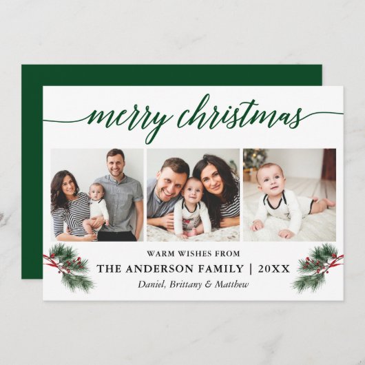 書道水彩松の果実3写真 シーズンカード (正面/裏面)