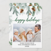 書道水彩松コーン写真緑 シーズンカード (正面/裏面)