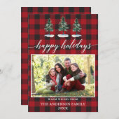 書道水彩松プレイドファミリーフォト シーズンカード (正面/裏面)