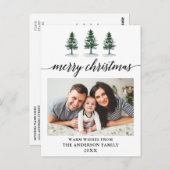 書道水彩松写真クリスマス ポストカード (正面/裏面)