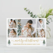 書道水彩松金ゴールドクリスマス シーズンカード (スタンド正面)