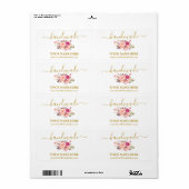 書道水彩桃色フローラ手作りラベル ラベル (フルシート)