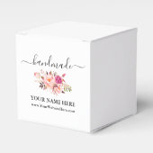 書道水彩桃色フローラ手作り小型 フェイバーボックス (正面サイド)