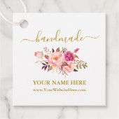 書道水彩桃色フローラ手作り金ゴールド フェイバータグ (正面)