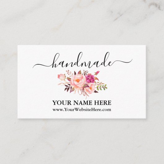 書道水彩桃色赤面フローラ手作 エンクロージャーカード (正面)