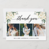 書道水彩白フローラ結婚の写真 サンキューカード (正面)