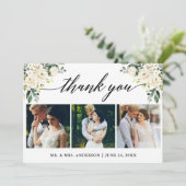 書道水彩白フローラ結婚の写真 サンキューカード (スタンド正面)