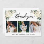 書道水彩白フローラ結婚の写真 サンキューカード (正面/裏面)