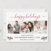 書道水彩赤いホリー3枚の写真 シーズンカード (正面)