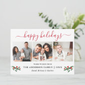 書道水彩赤いホリー3枚の写真 シーズンカード (スタンド正面)