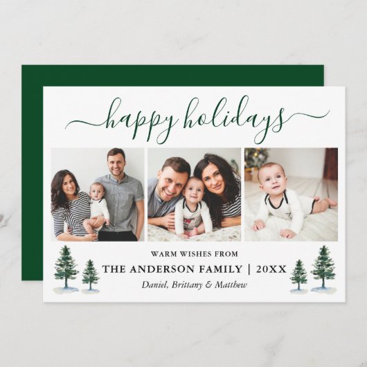 書道水彩青松3枚フォト シーズンカード (正面/裏面)